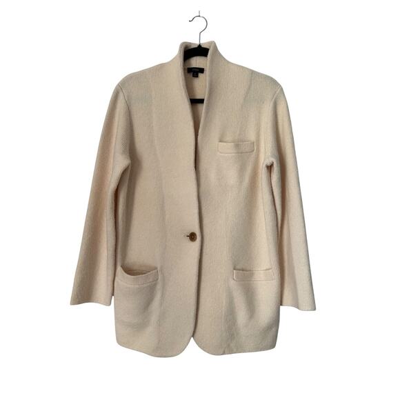 J. Crew Cocoon Sweater Size S Ivory Merino Wool Alpaca Academia Preppy Blazer - Picture 1 of 13